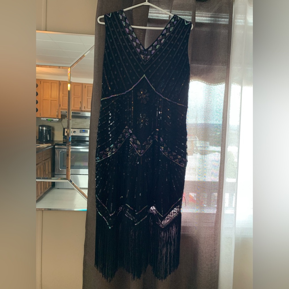 Elegant Black Beaded Dress